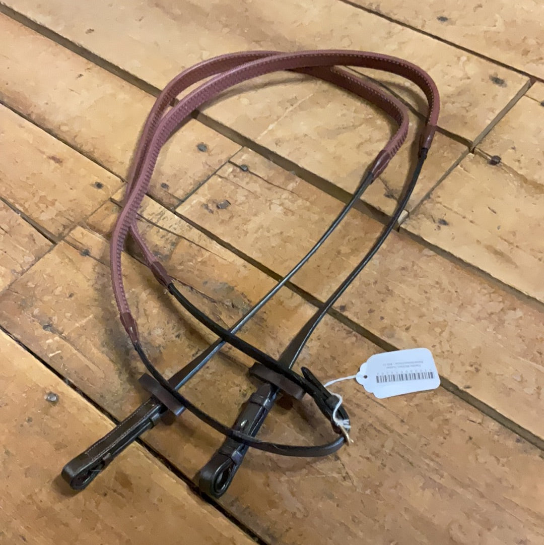 Rambo Micklem Rubber Reins-Brown-Horse