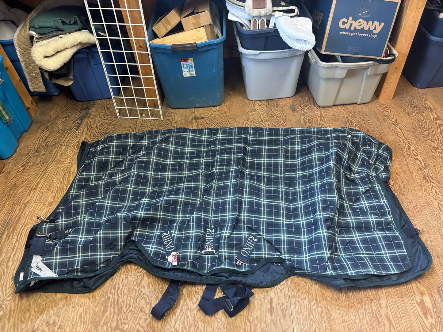 250g Rhino Turnout-Blue/Green Plaid-78”