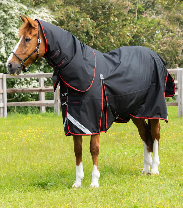 200g Premier Blanket w Neck-Black/Red-87”