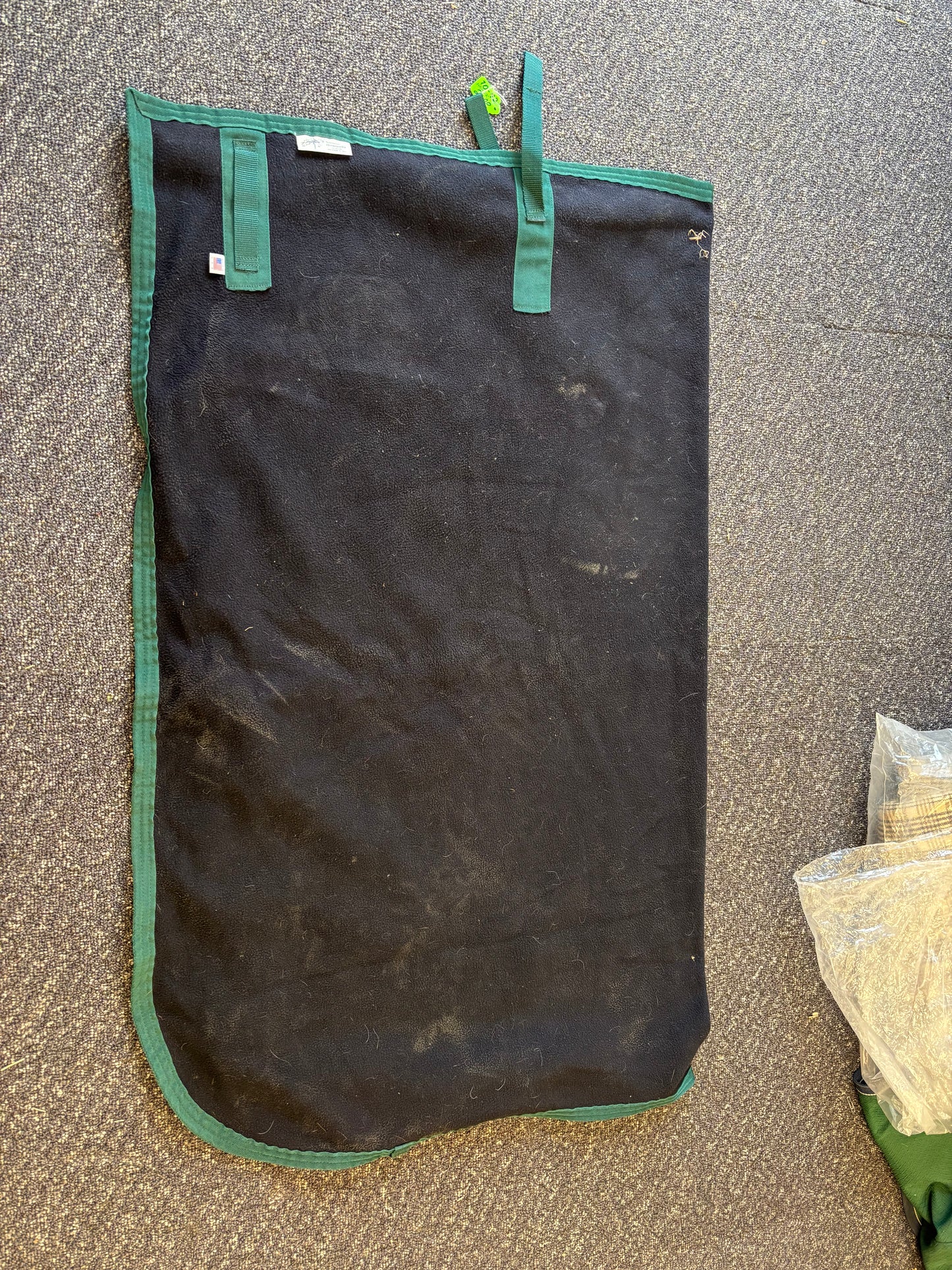 Saratoga Horseworks Fleece Quarter Sheet-Navy/Green-72”