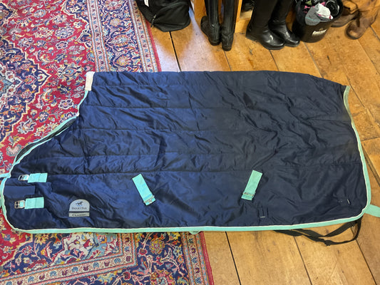 Smartpak Classic Med Weight Stable Blanket-Navy/Mint-75”