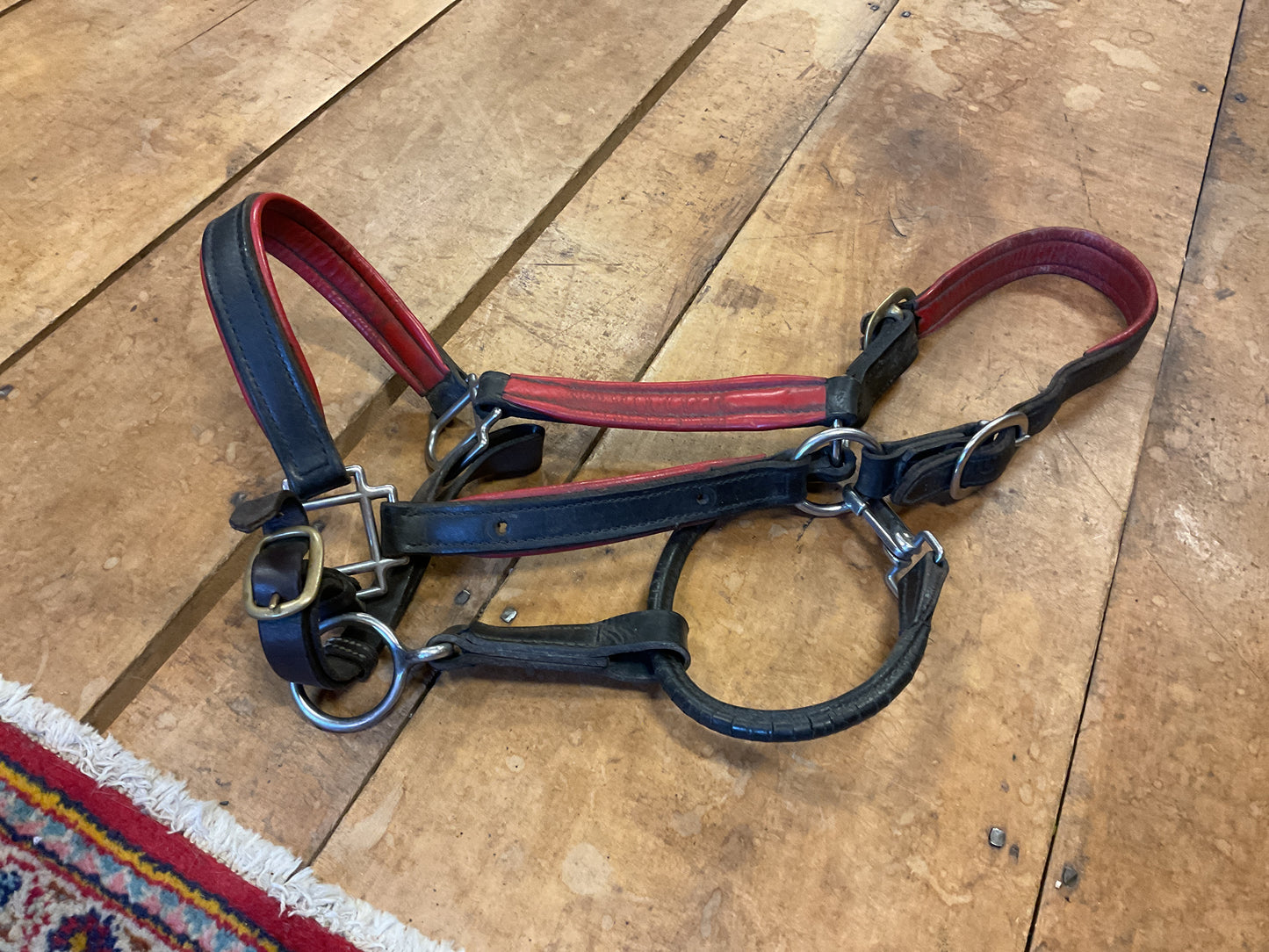 Smartpak Leather Halter- Black/Red