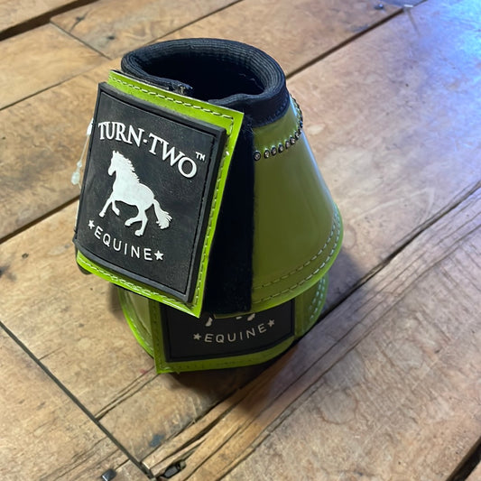 Turn Two Equine Bell Boots-Green-Cob