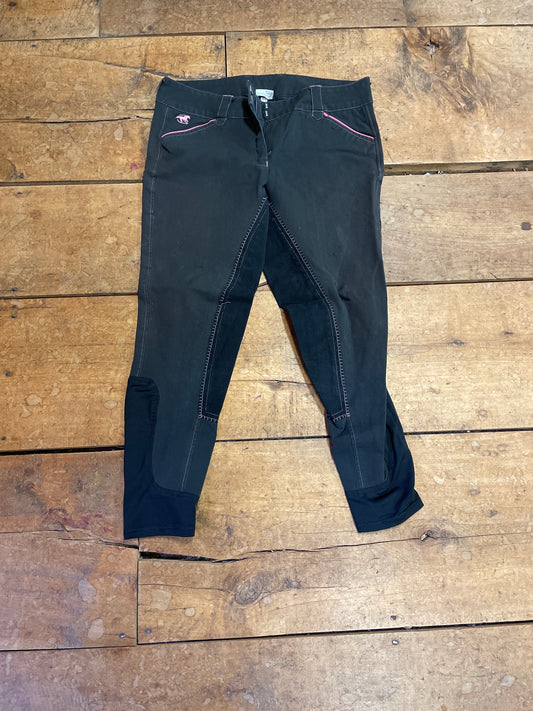 Smartpak Piper Full Seat Breeches-Black/Pink-34R