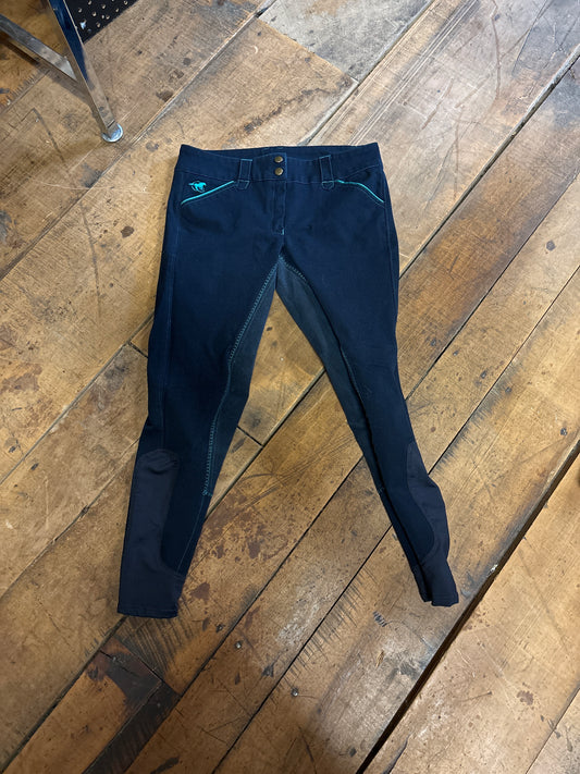 Smartpak Suede Full Seat Breeches-Navy/Teal-28