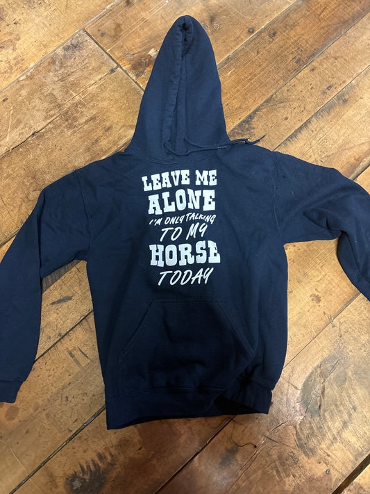 “Talking to Horse” Hoodie-Navy-Small