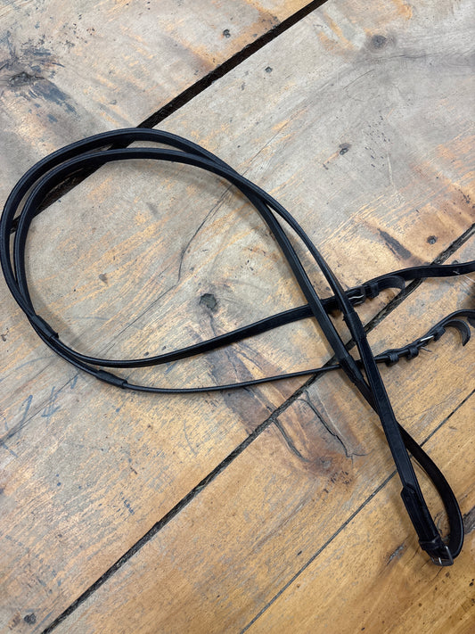 Smith Worthington Rubber Lined Reins-Black-Full