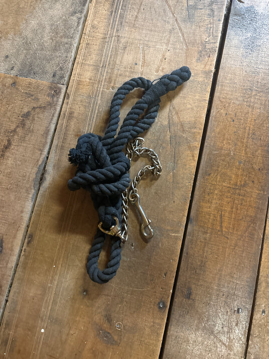 6’ Cotton Lead with Chain-Black