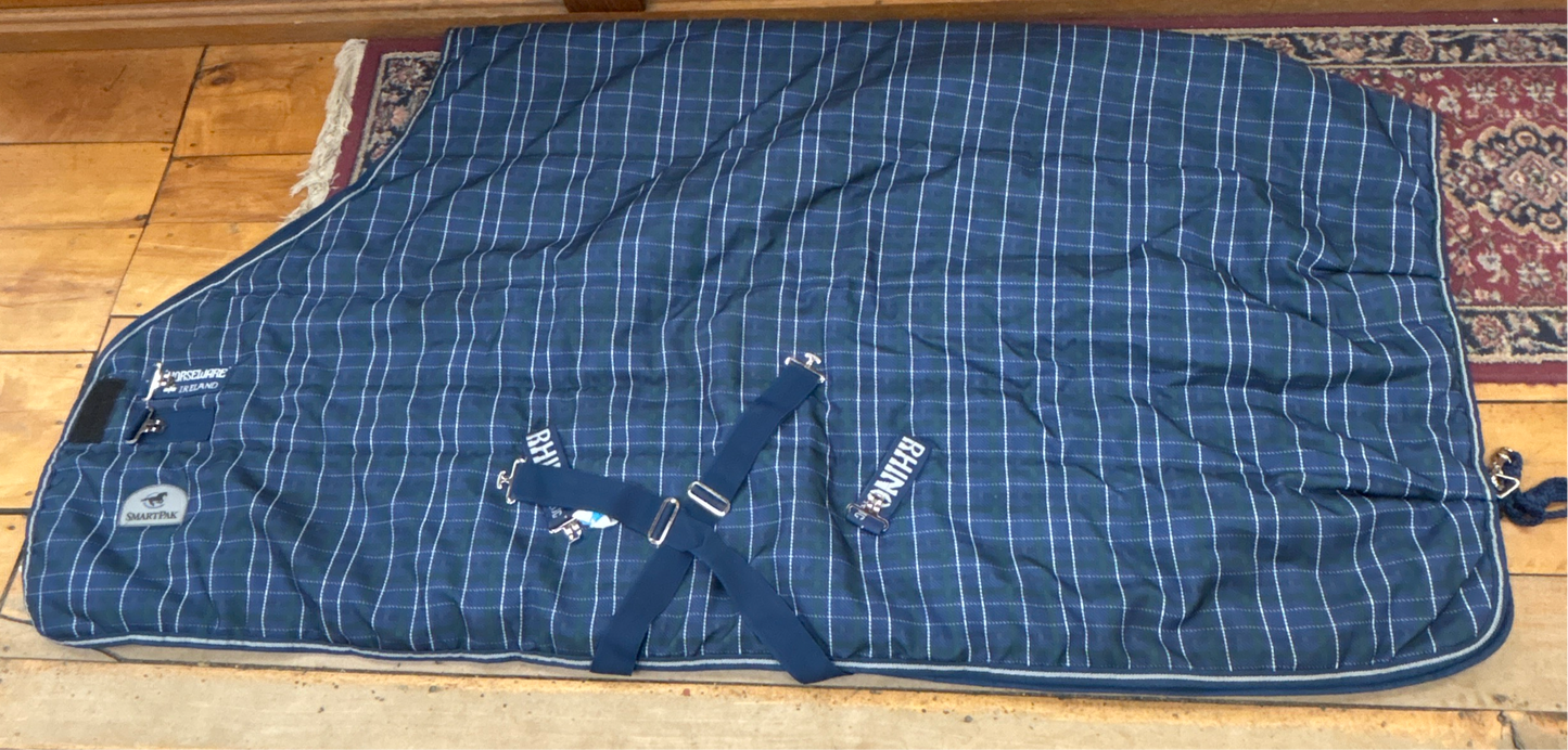 Rambo 250g Stable Blanket-Green/Blue Check-78”