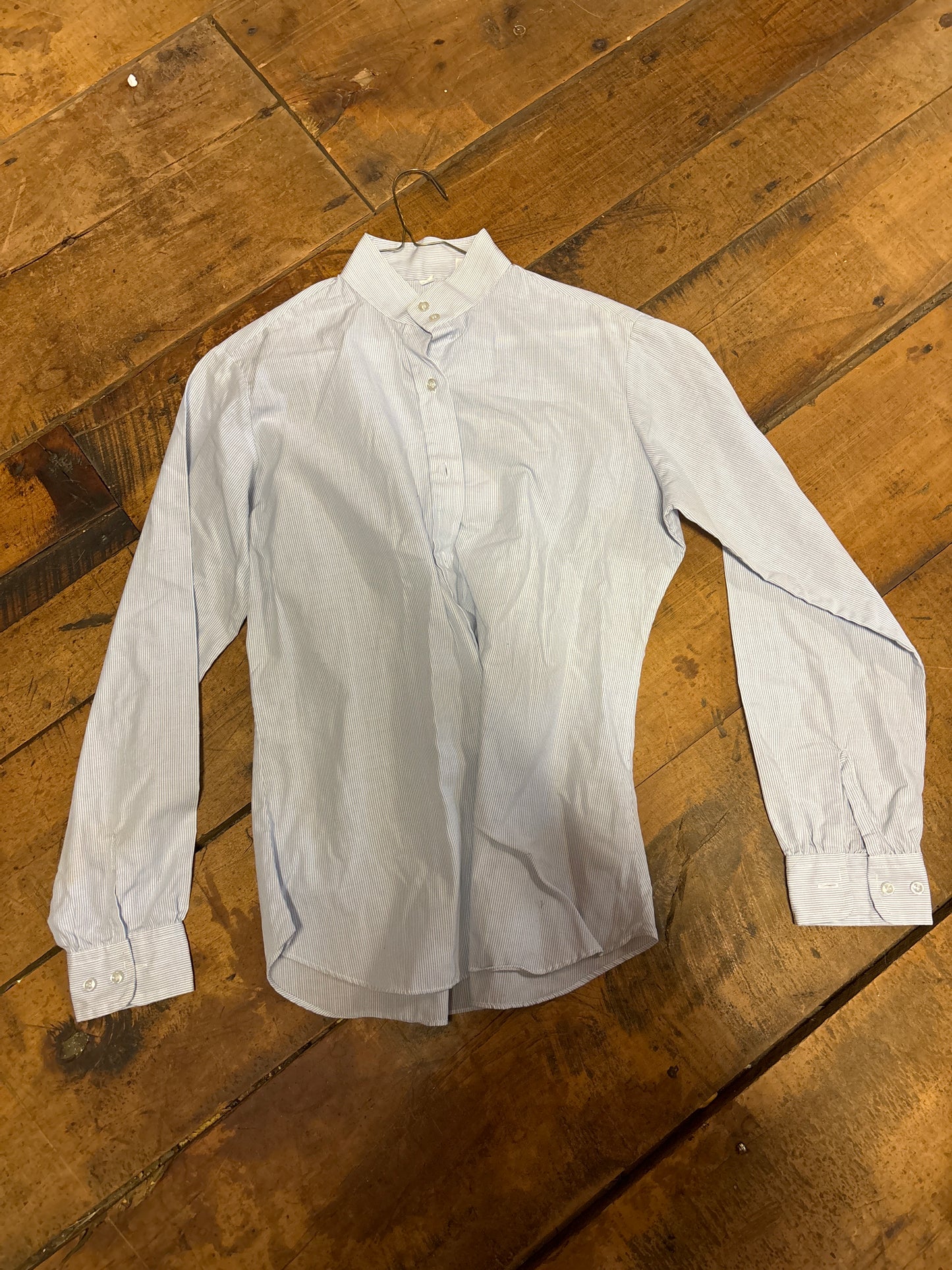 Classic Long Sleeve Show Shirt-Blue Pinstripe-16