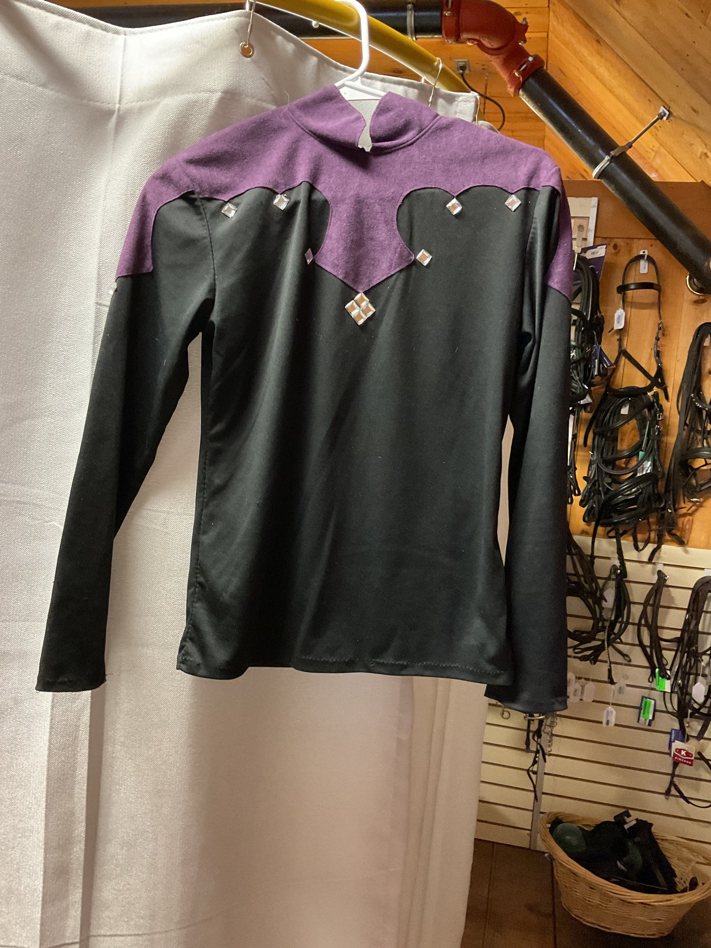 Western Show Shirt- Black/Purple