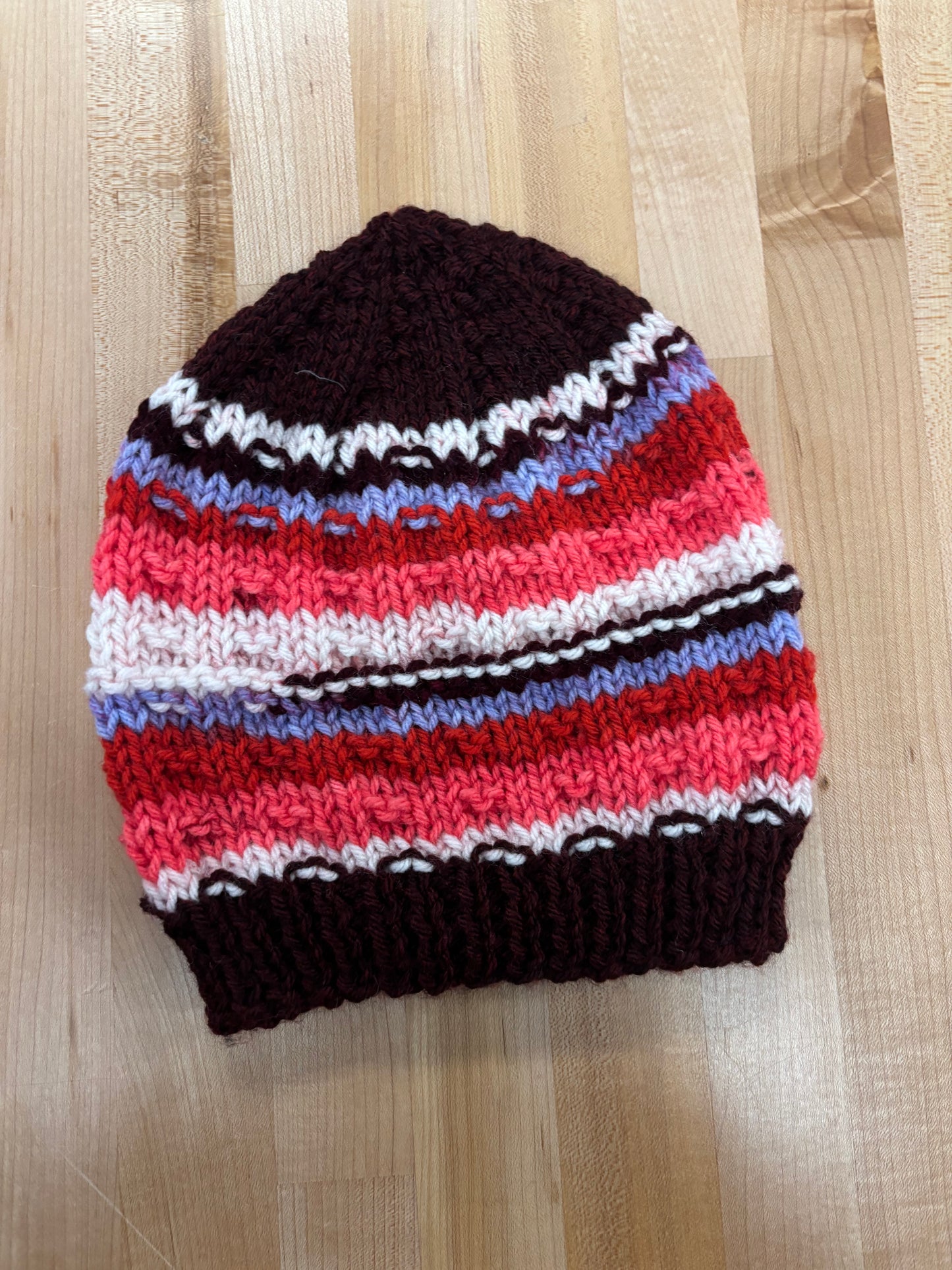 Hand Knit Winter Hat- no pompom