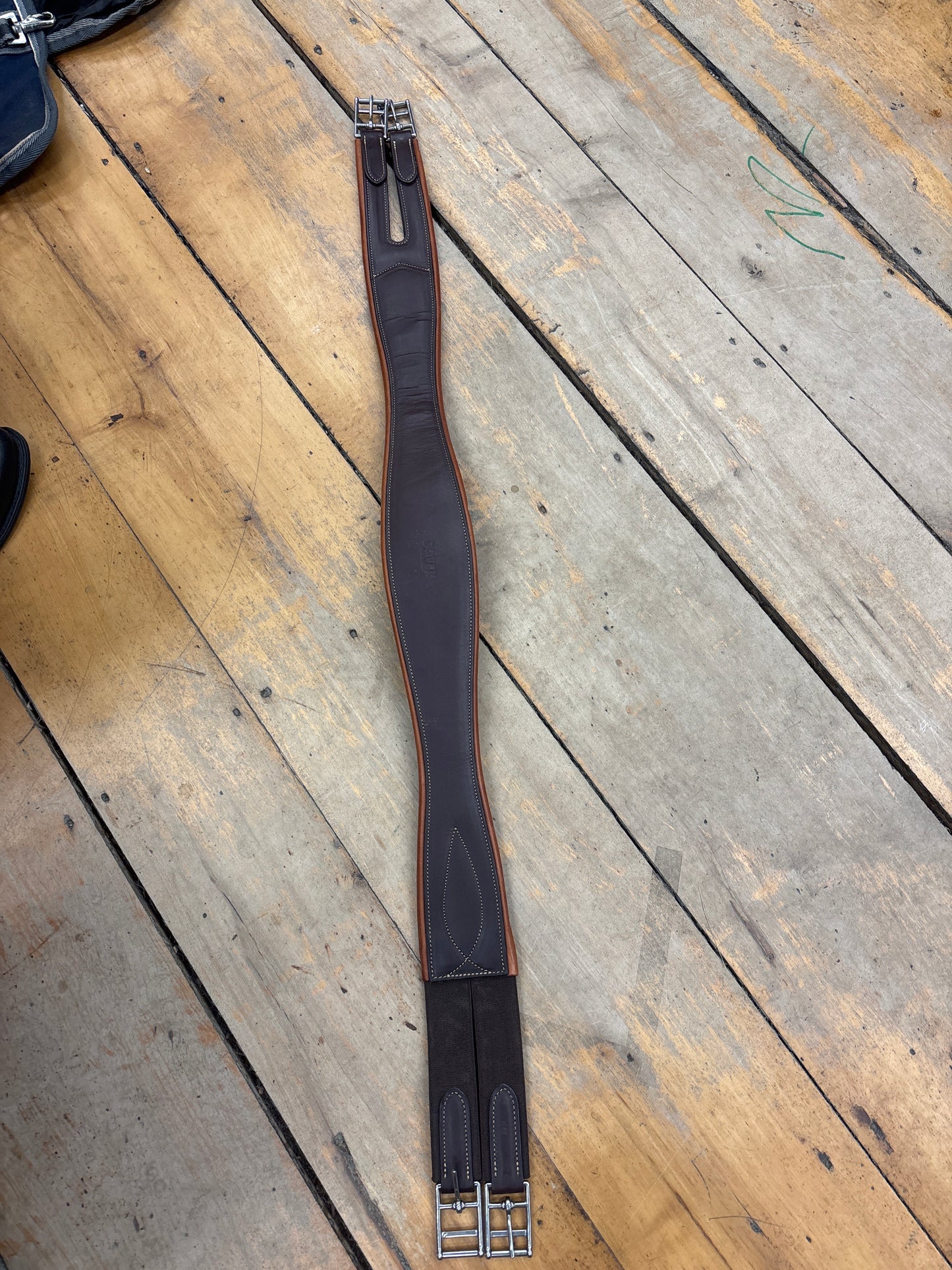 Dover Single Elastic Leather Girth-Brown-46”