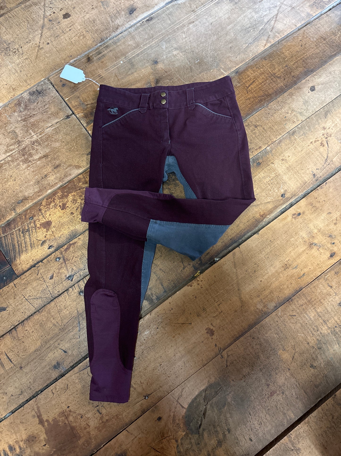 Smartpak Suede Full Seat Breeches-Burgandy/Grey-28