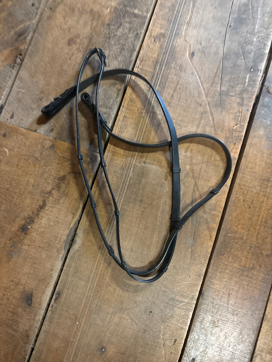 Leather Reins with Hand Stops-Black-Full