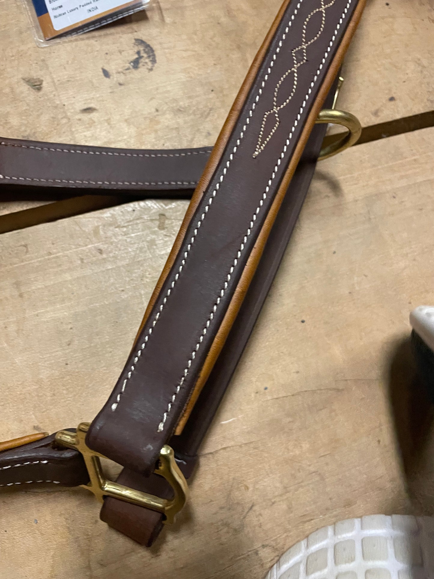 Ovation Padded Leather Halter-Brown/Tan-Horse