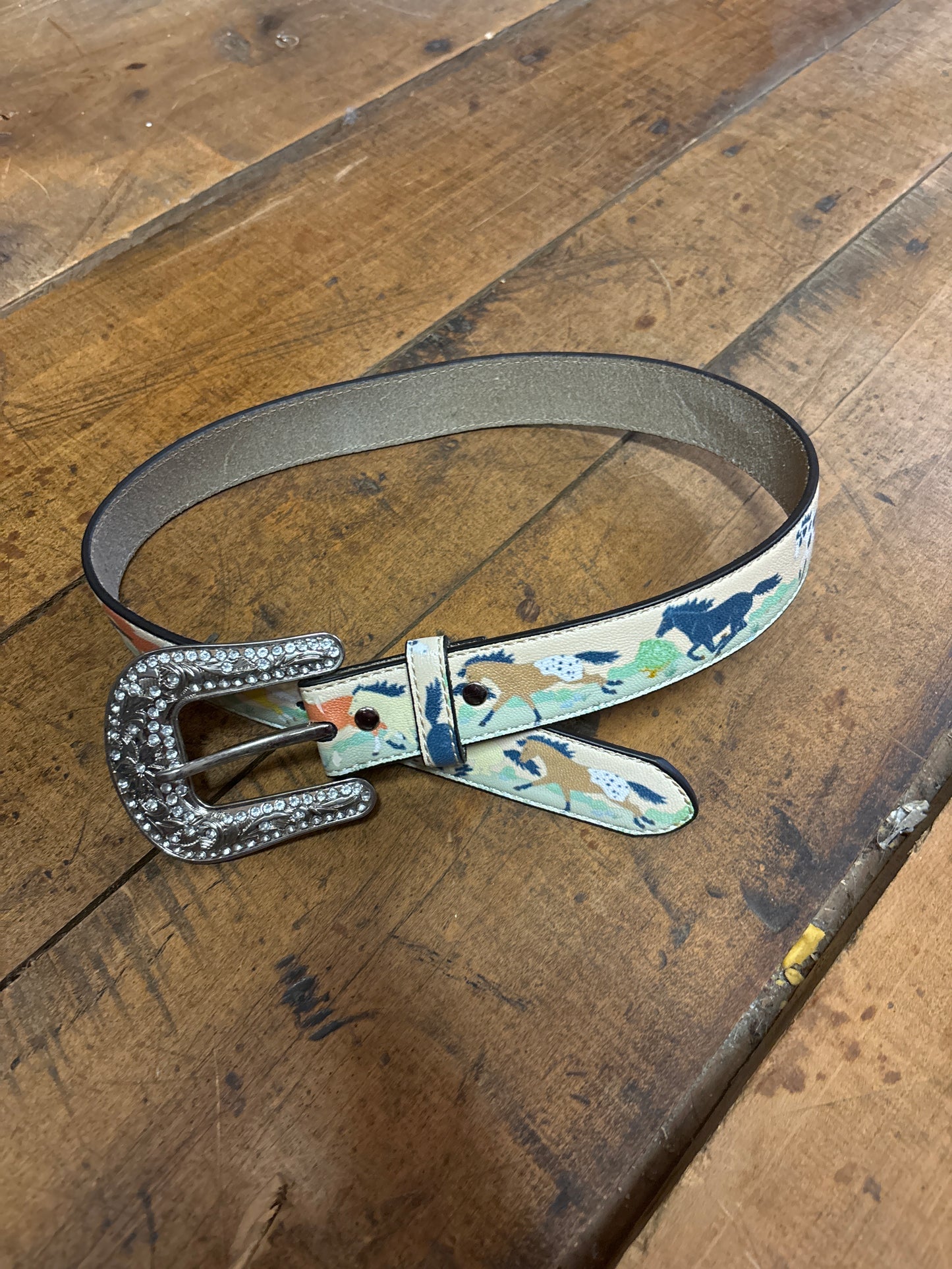 Riding Belt-Horses Galloping/Glitter Buckle-Kids