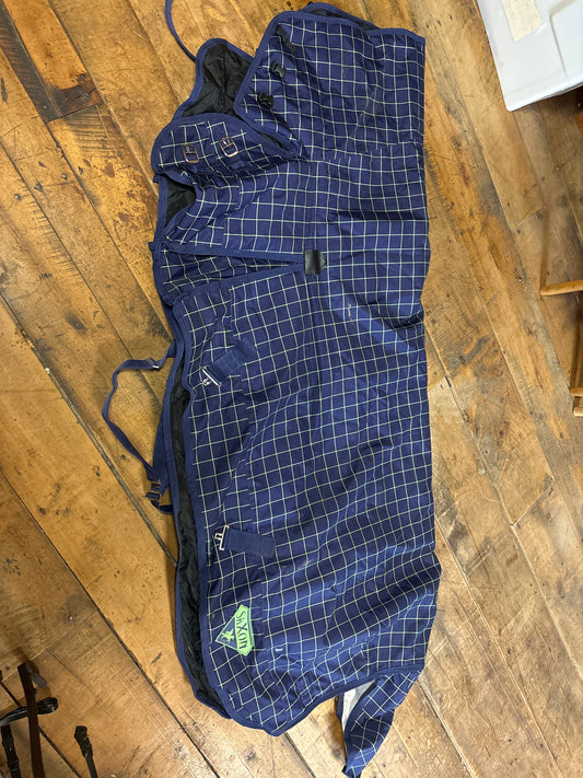 Saxon 100g Turnout Blanket with Neck-Blue/Green Plaid-63”