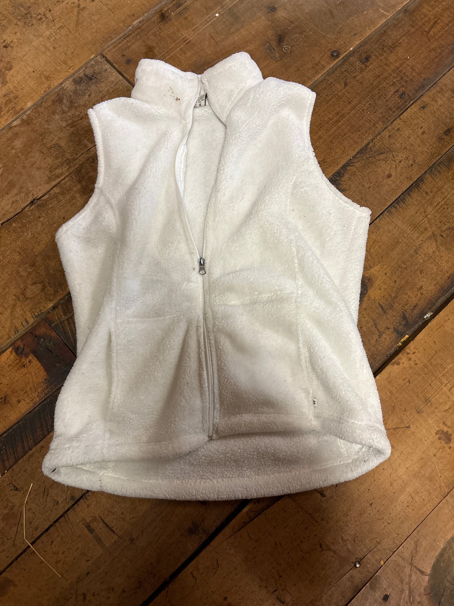 White Sierra Fleece Vest-White-Large