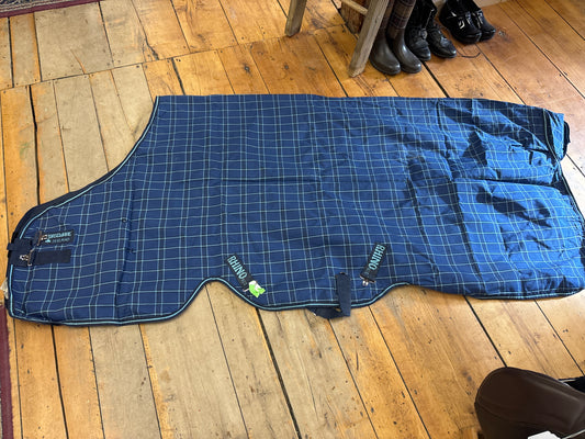 Rhino 0g Turnout Rug-Blue Check-84”