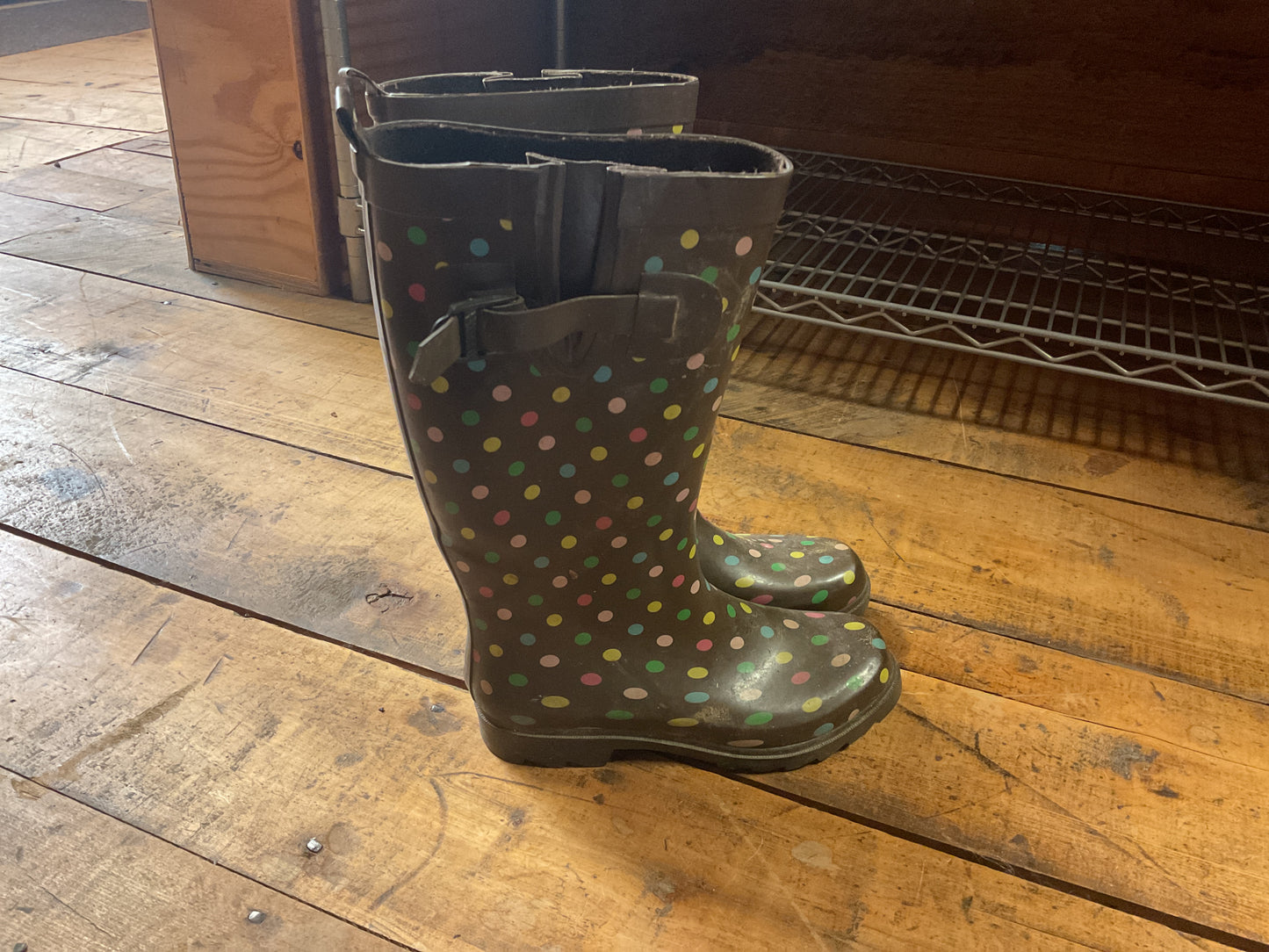 Rubber Boots- Brown/Polka Dot