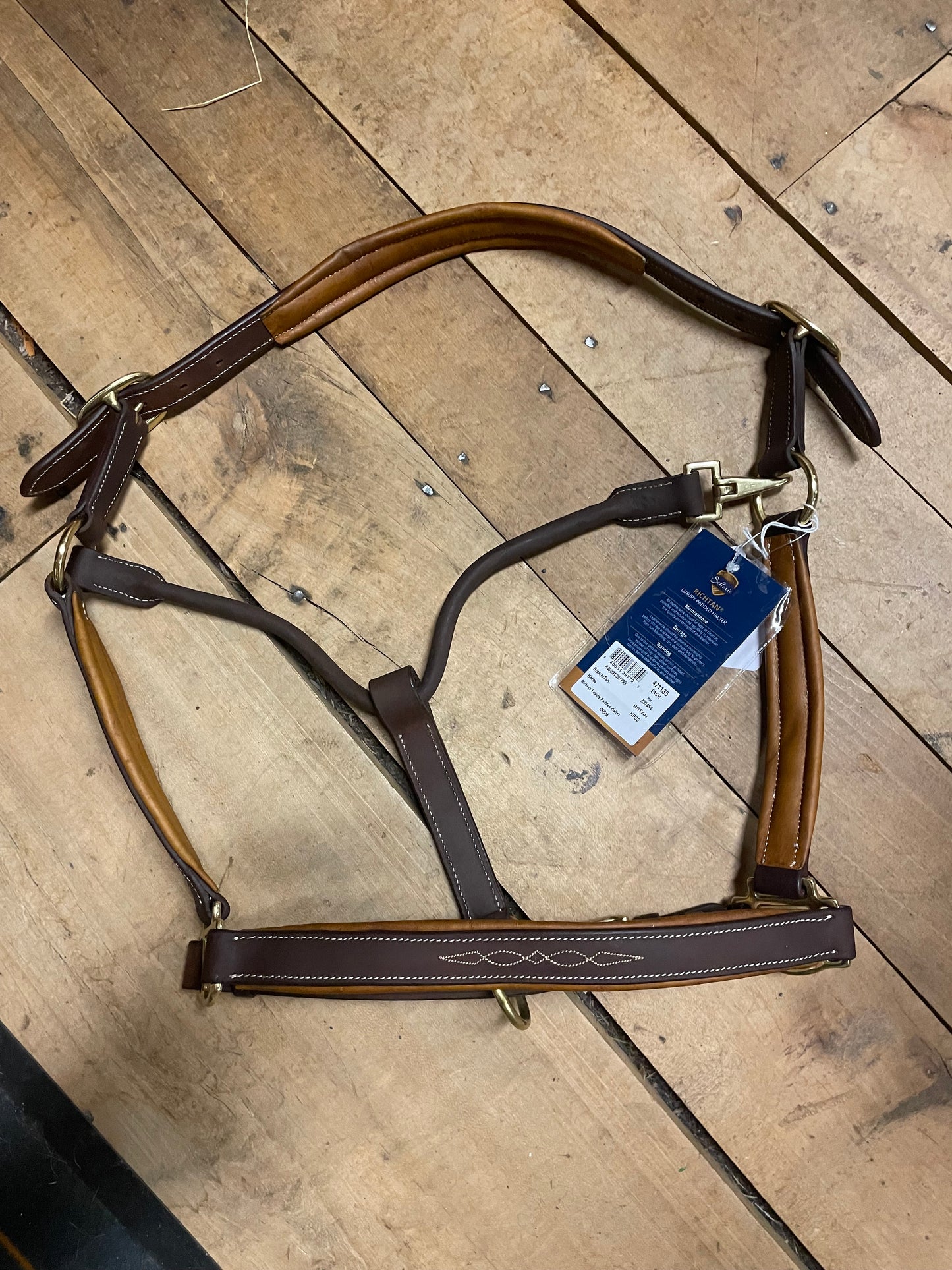 Ovation Padded Leather Halter-Brown/Tan-Horse