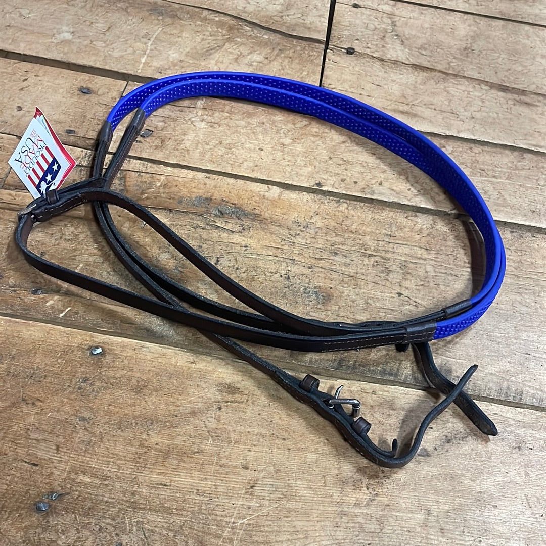 Nunn Finer Soft Grip Reins-Royal Blue-Horse