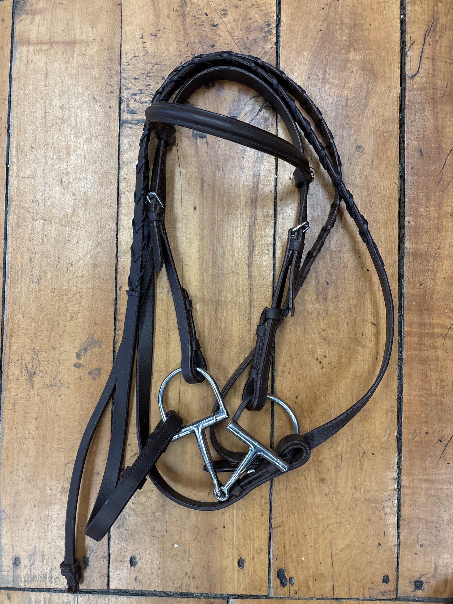 Silver Fox Headstall with Dee Ring Snaffle-Brown-Mini