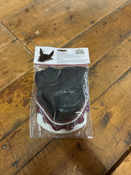 USG Fly Veil-Black/Burgundy-Horse