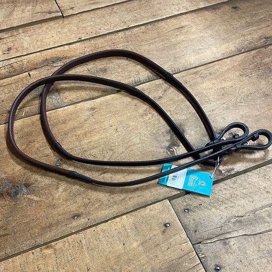 Shires Soft Rubber Grip Reins-Havana-1/2"x48"