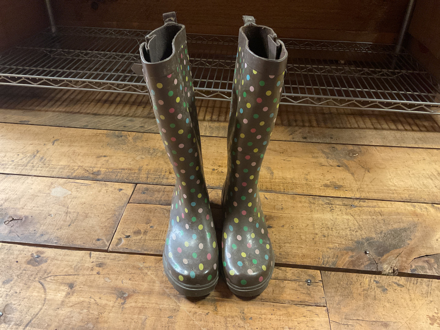 Rubber Boots- Brown/Polka Dot