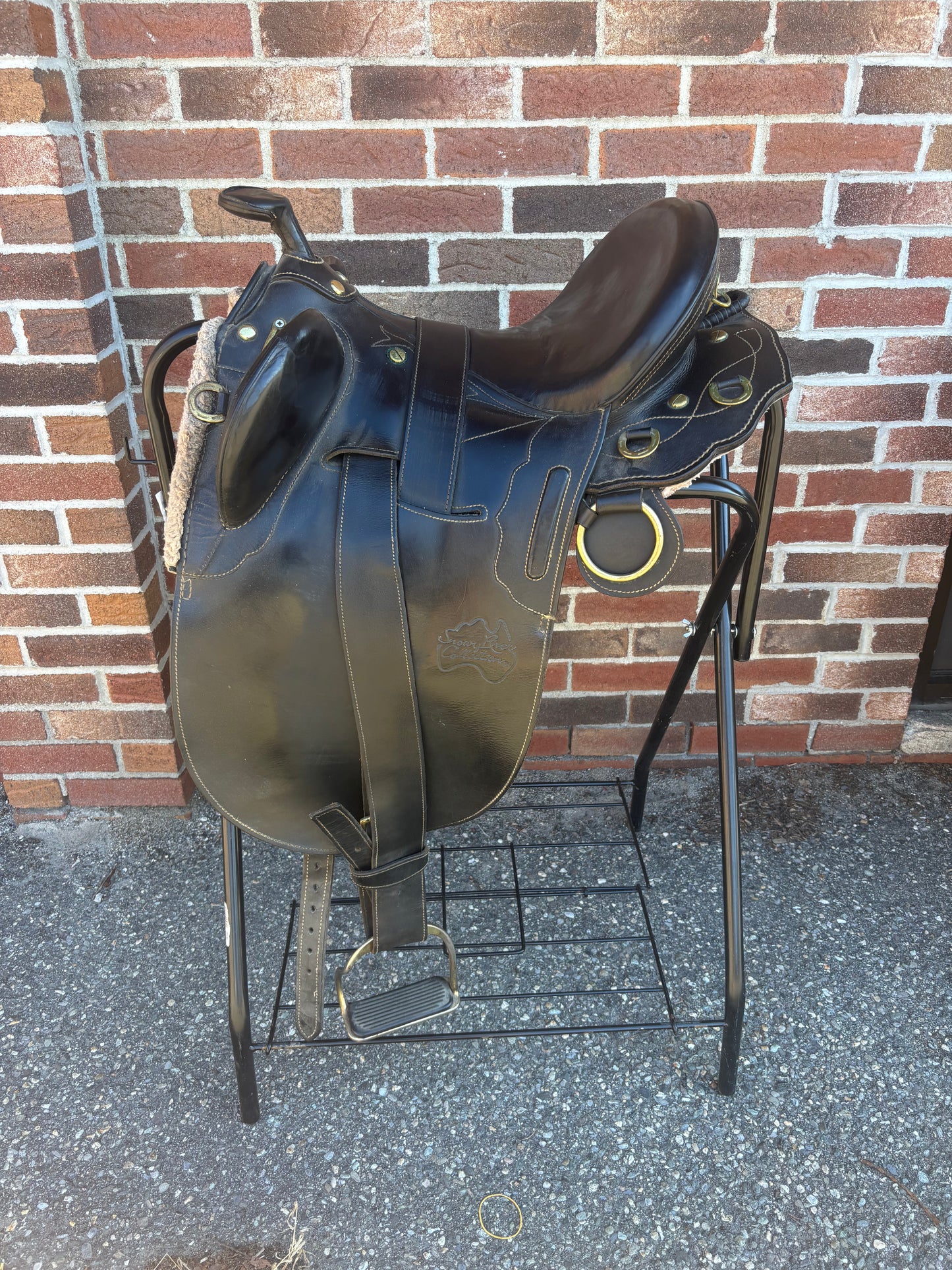 Australian Stock Saddle-Black-Medium Wide-16”